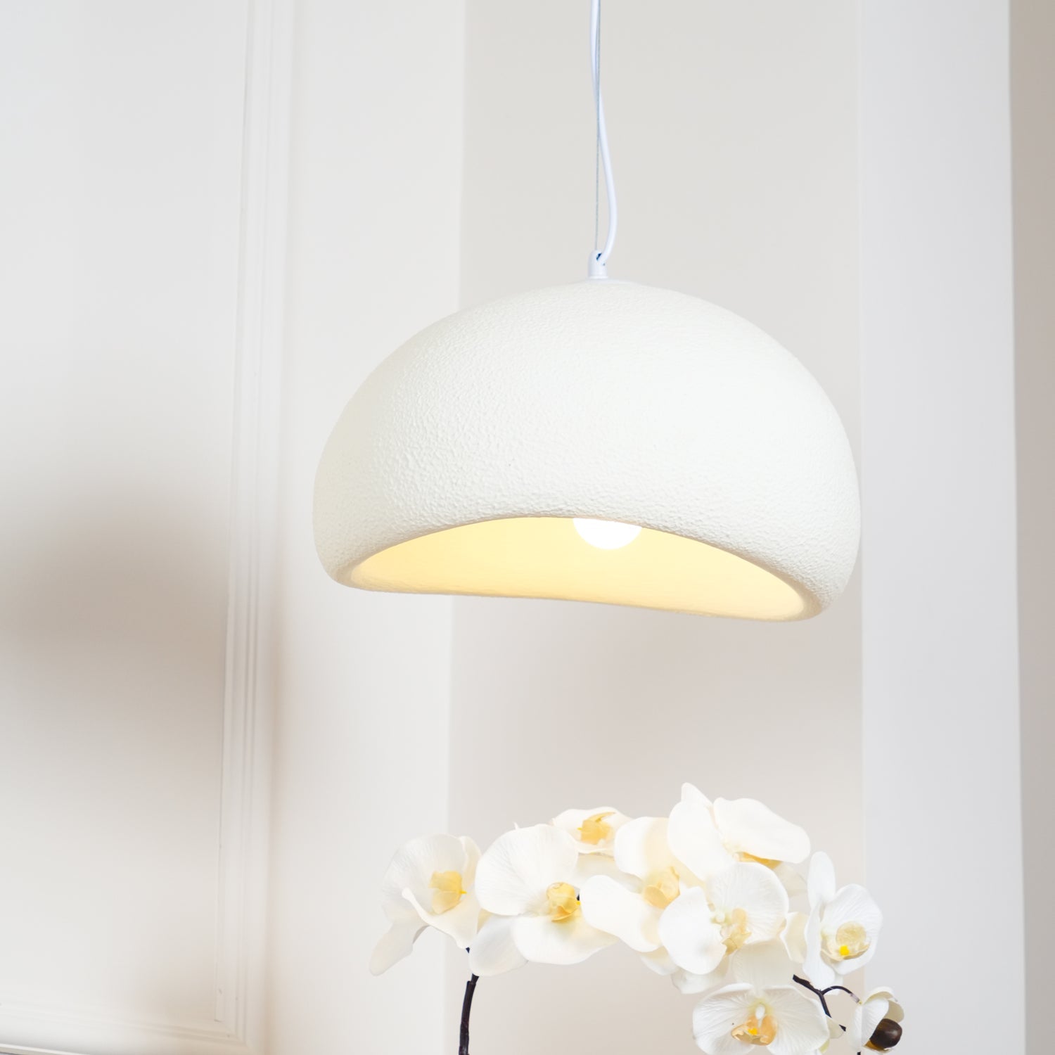 Pendant Light, Nubia Cloud Sphere, Polystyrene Shade, E26 LED