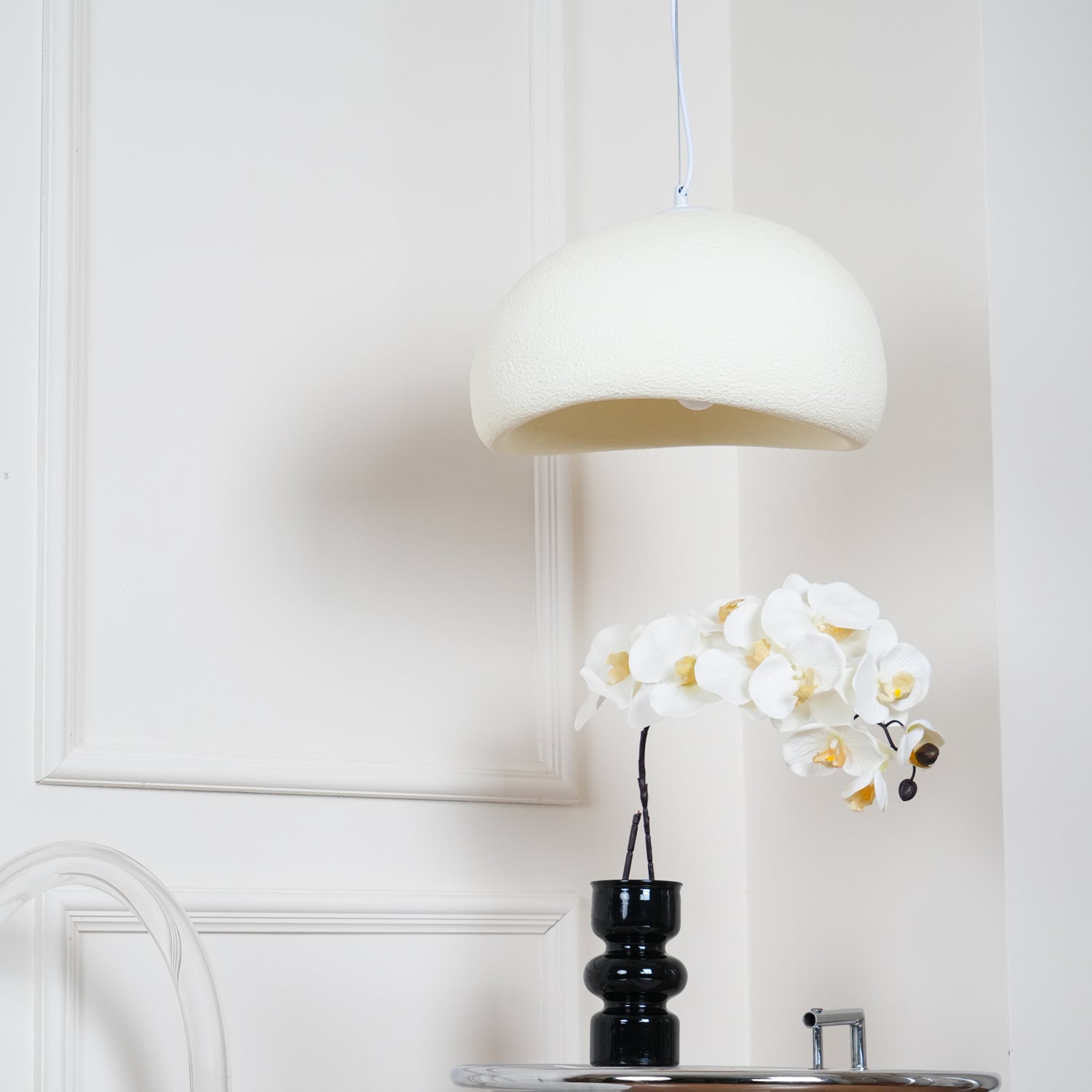 Pendant Light, Nubia Cloud Sphere, Polystyrene Shade, E26 LED