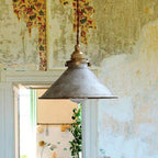 Conical Pendant Light, Vintage Textured Metal Shade, 12-Inch Diameter