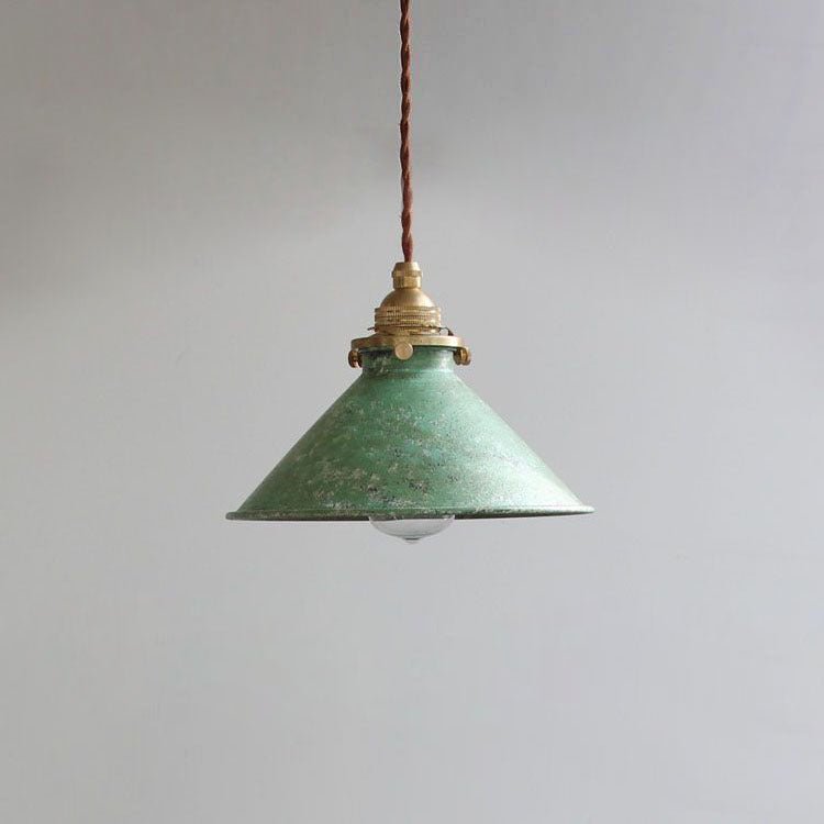 Conical Pendant Light, Vintage Textured Metal Shade, 12-Inch Diameter