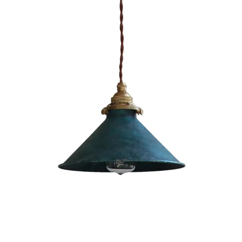 Conical Pendant Light, Vintage Textured Metal Shade, 12-Inch Diameter