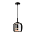 Pendant Light, Rounded Black Glass Shade, 12-Inch Diameter