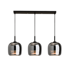 Pendant Light, Rounded Black Glass Shade, 12-Inch Diameter