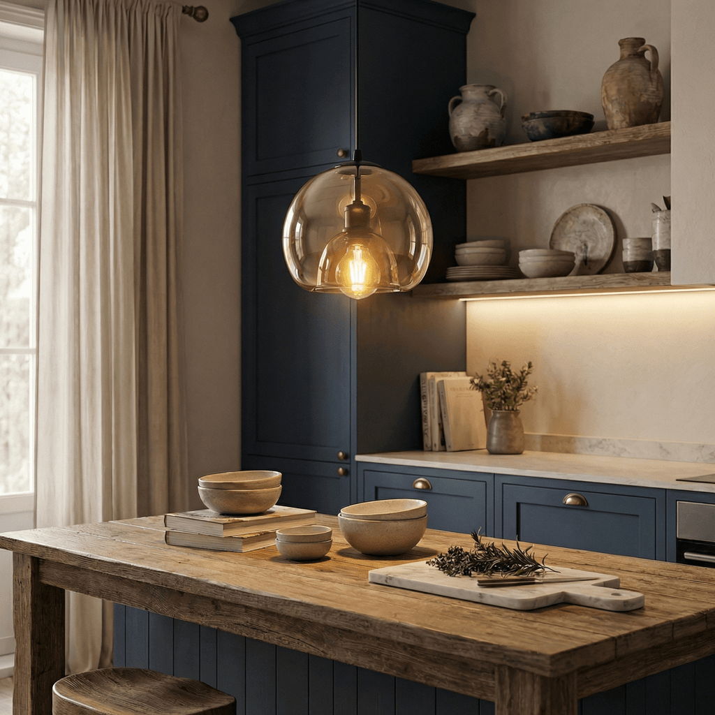 Lysekrone i glas med stearinlysdesign, nordisk moderne design, 20 tommer