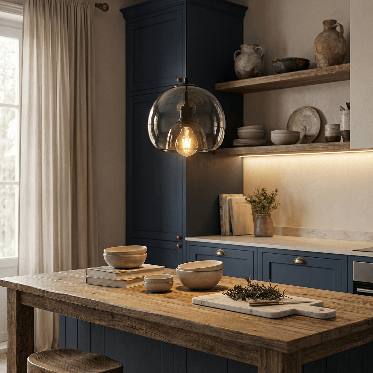 Lysekrone i glas med stearinlysdesign, nordisk moderne design, 20 tommer