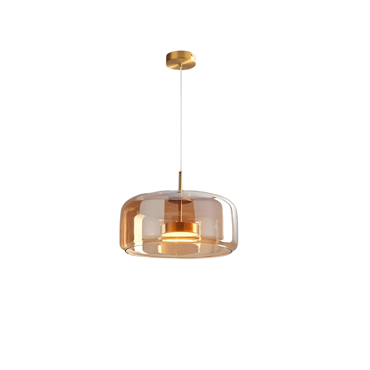 Pendellampe, håndblæst glasskærm, integreret LED, jernloftplade, 12 tommer