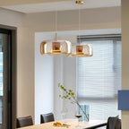Pendellampe, håndblæst glasskærm, integreret LED, jernloftplade, 12 tommer