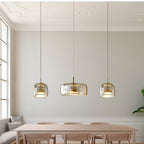 Pendellampe, håndblæst glasskærm, integreret LED, jernloftplade, 12 tommer