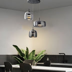 Pendellampe, håndblæst glasskærm, integreret LED, jernloftplade, 12 tommer