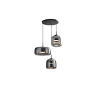 Pendellampe, håndblæst glasskærm, integreret LED, jernloftplade, 12 tommer