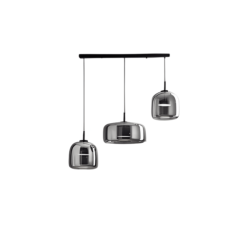 Pendellampe, håndblæst glasskærm, integreret LED, jernloftplade, 12 tommer