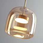 Pendellampe, håndblæst glasskærm, integreret LED, jernloftplade, 12 tommer
