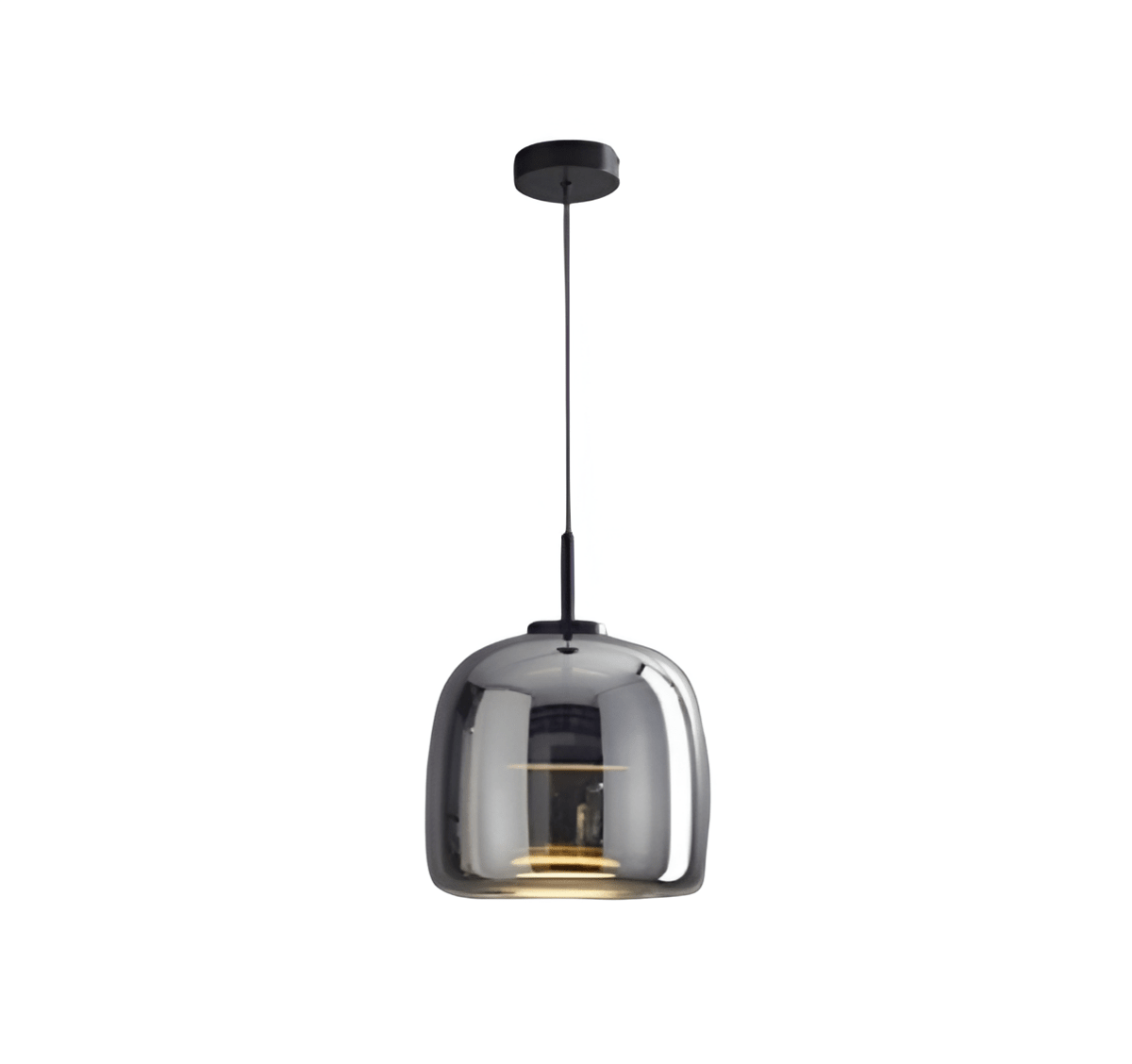 Pendellampe, håndblæst glasskærm, integreret LED, jernloftplade, 12 tommer