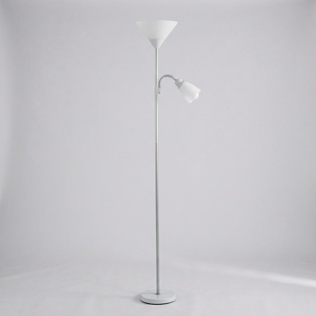 Floor Lamp, Dual-Head Metal Frame, Adjustable Reading Light