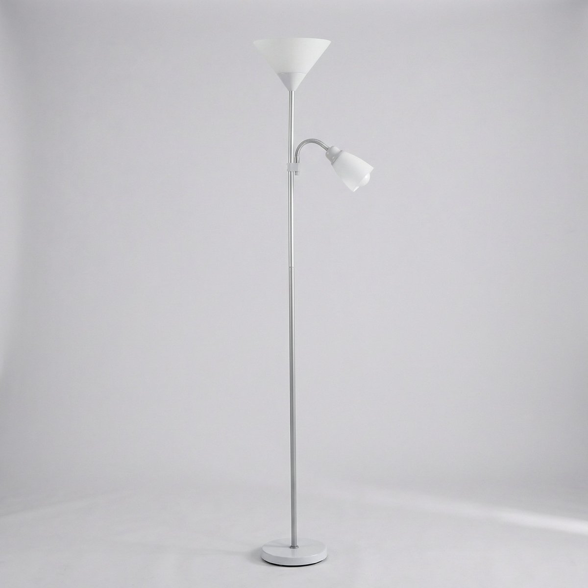 Floor Lamp, Dual-Head Metal Frame, Adjustable Reading Light
