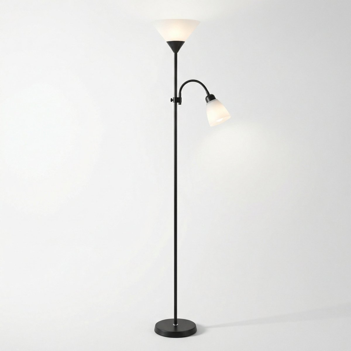 Floor Lamp, Dual-Head Metal Frame, Adjustable Reading Light