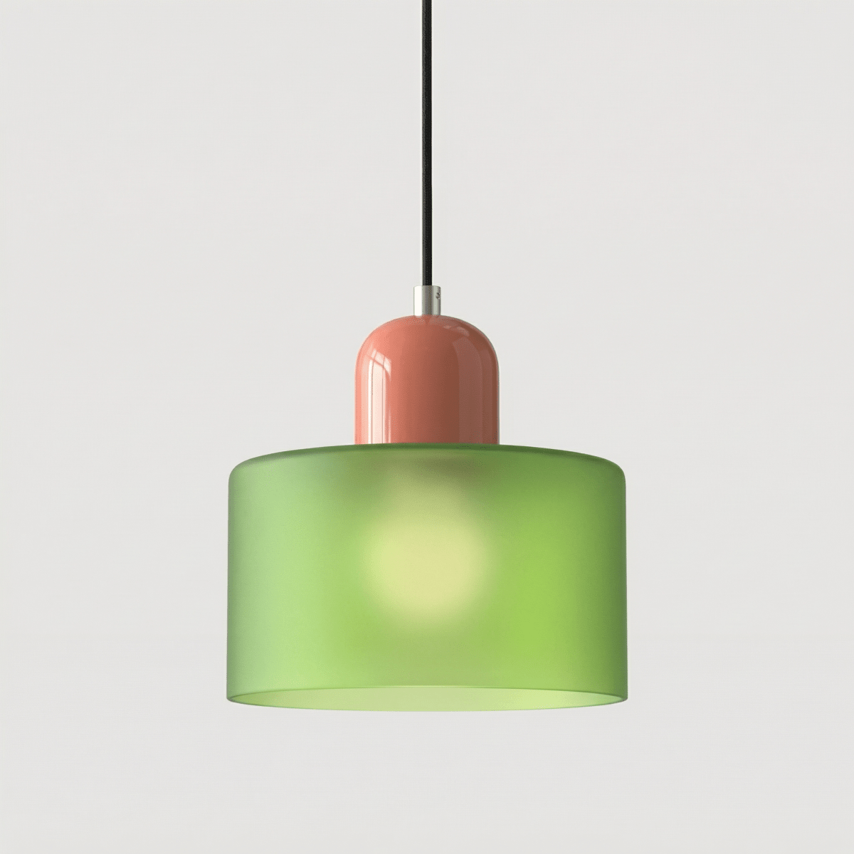Pendant Ceiling Light, Glass Shade and Metal Body, 12-Inch, Adjustable Cable