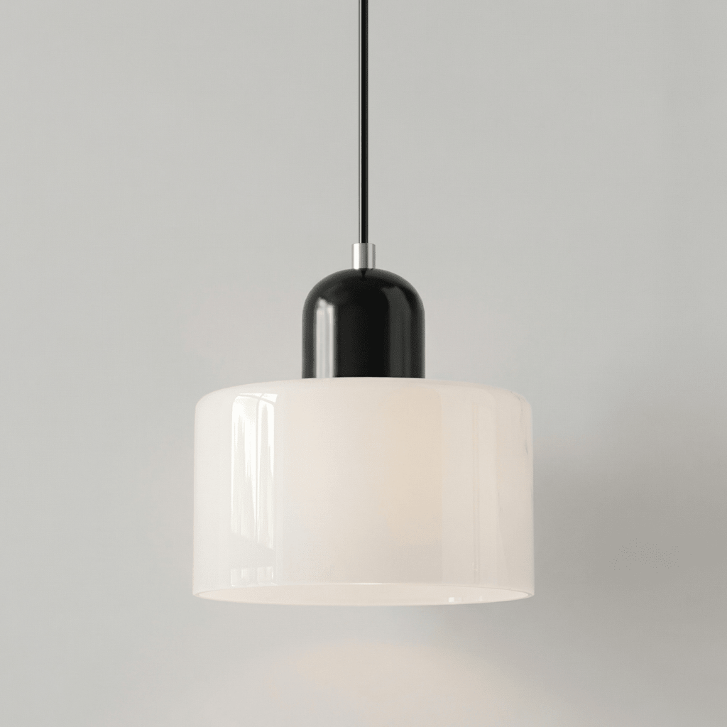 Pendant Ceiling Light, Glass Shade and Metal Body, 12-Inch, Adjustable Cable