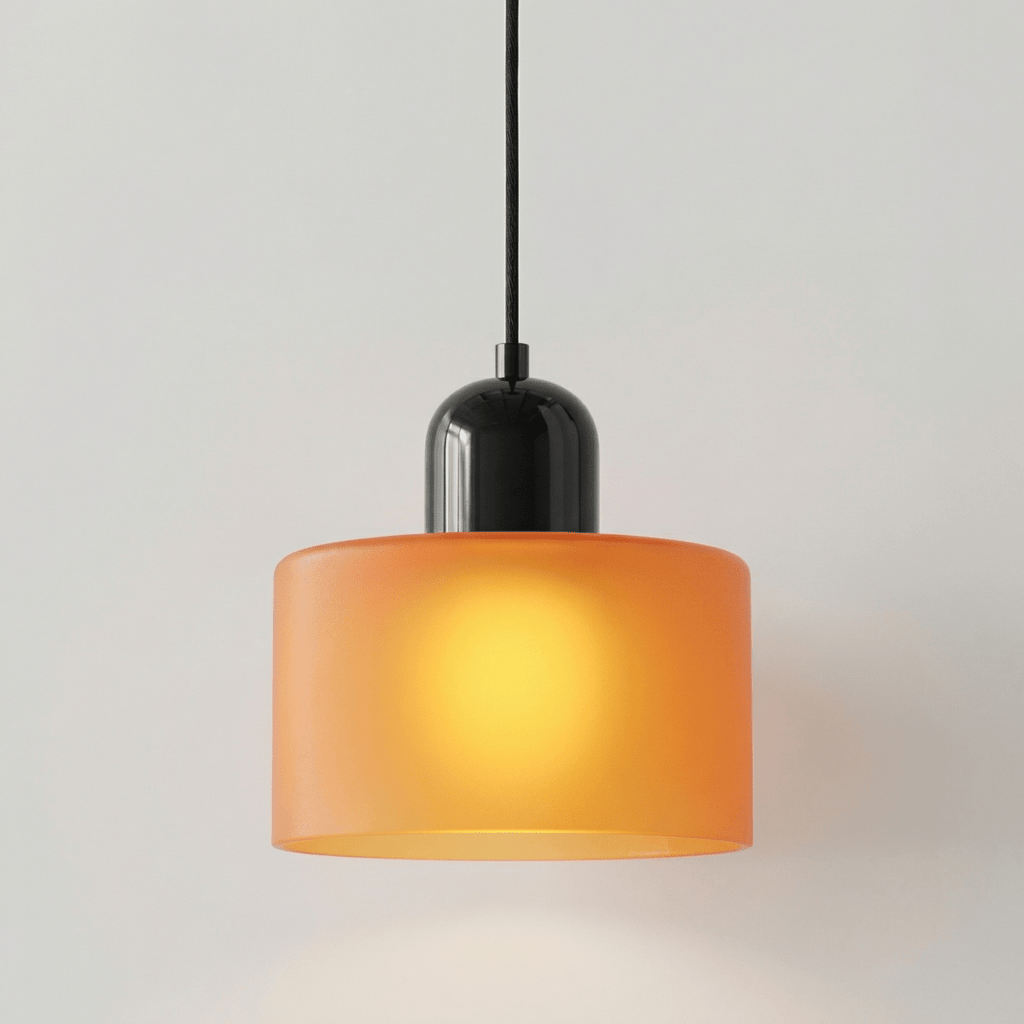 Pendant Ceiling Light, Glass Shade and Metal Body, 12-Inch, Adjustable Cable