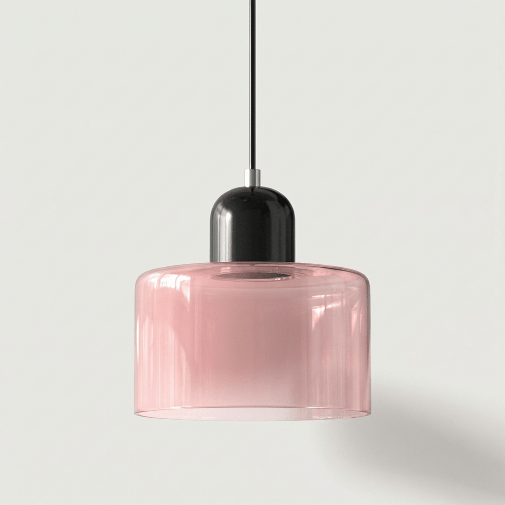 Pendant Ceiling Light, Glass Shade and Metal Body, 12-Inch, Adjustable Cable