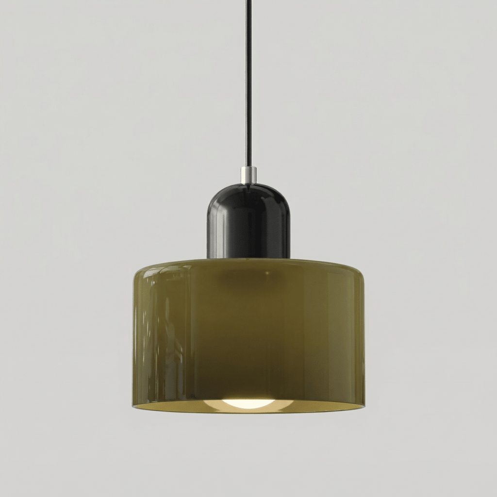 Pendant Ceiling Light, Glass Shade and Metal Body, 12-Inch, Adjustable Cable
