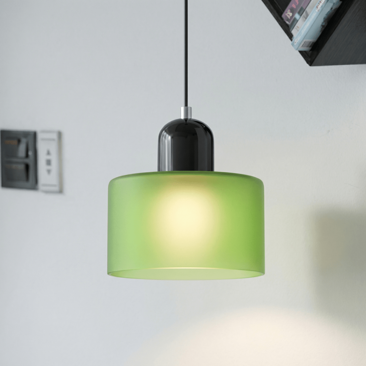 Pendant Ceiling Light, Glass Shade and Metal Body, 12-Inch, Adjustable Cable