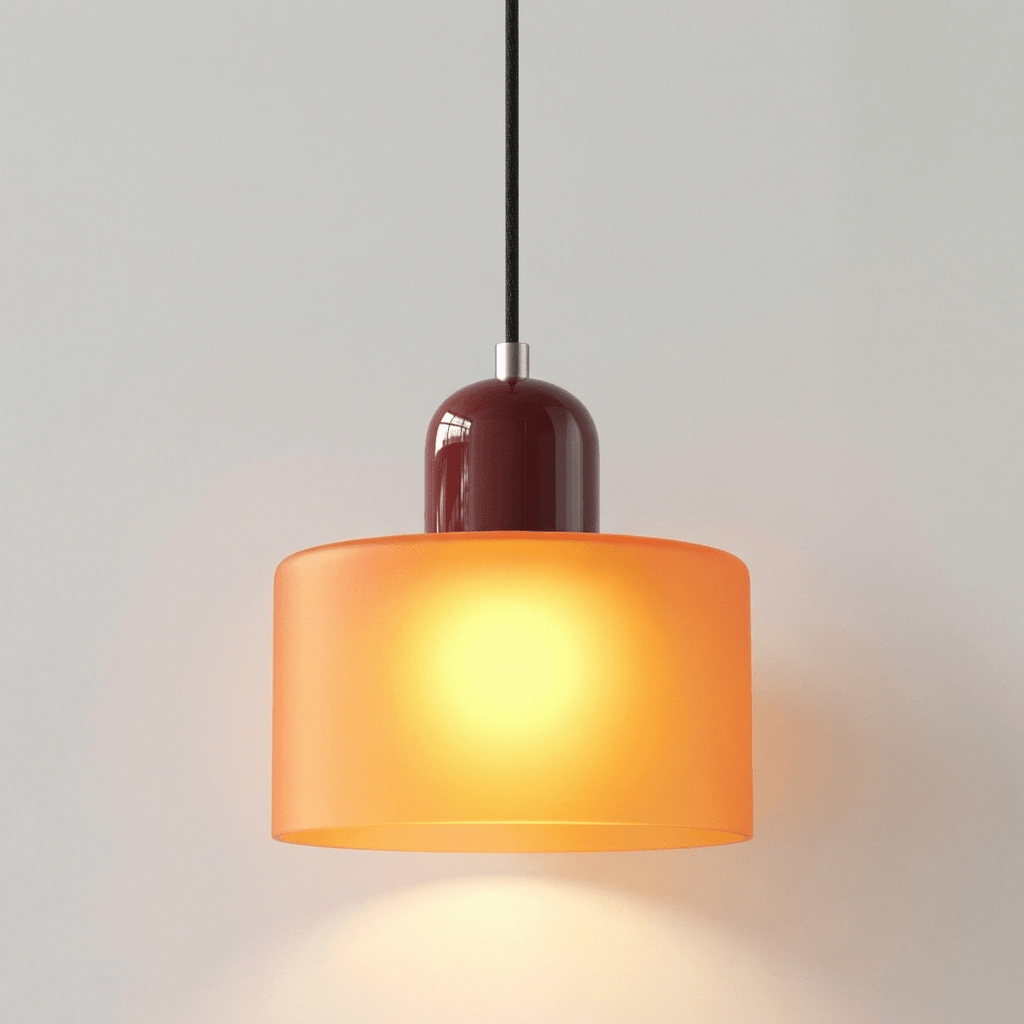 Pendant Ceiling Light, Glass Shade and Metal Body, 12-Inch, Adjustable Cable