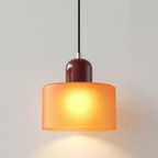 Pendant Ceiling Light, Glass Shade and Metal Body, 12-Inch, Adjustable Cable
