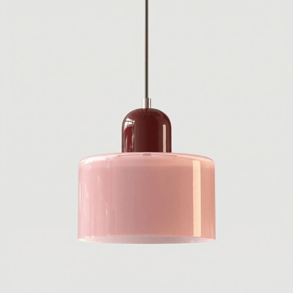 Pendant Ceiling Light, Glass Shade and Metal Body, 12-Inch, Adjustable Cable