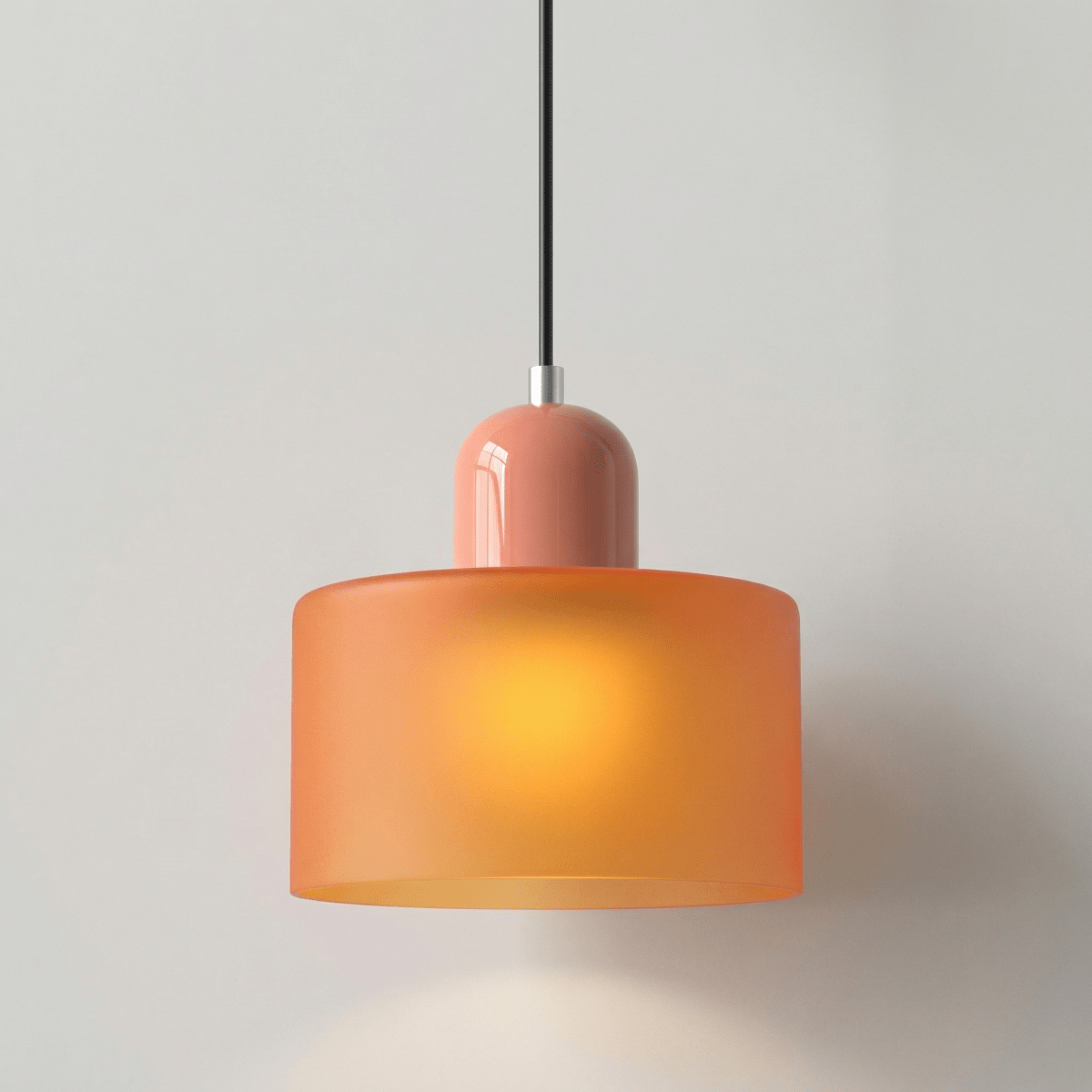 Pendant Ceiling Light, Glass Shade and Metal Body, 12-Inch, Adjustable Cable
