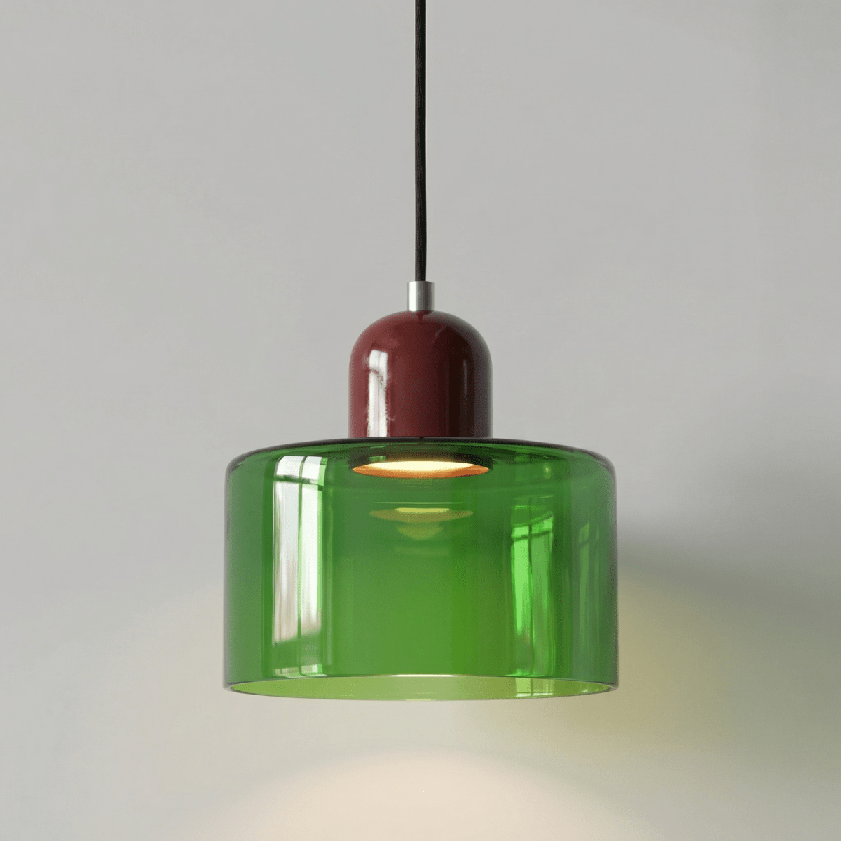 Pendant Ceiling Light, Glass Shade and Metal Body, 12-Inch, Adjustable Cable