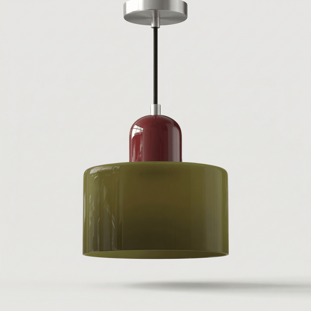 Pendant Ceiling Light, Glass Shade and Metal Body, 12-Inch, Adjustable Cable