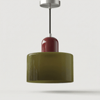 Pendant Ceiling Light, Glass Shade and Metal Body, 12-Inch, Adjustable Cable