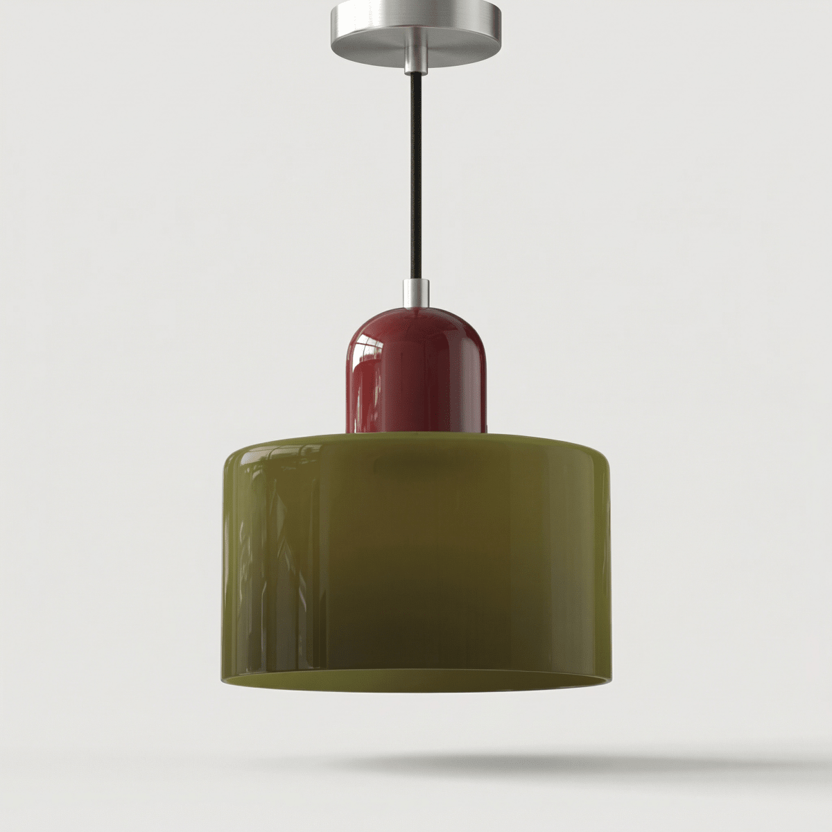 Pendant Ceiling Light, Glass Shade and Metal Body, 12-Inch, Adjustable Cable