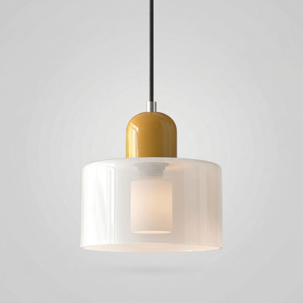 Pendant Ceiling Light, Glass Shade and Metal Body, 12-Inch, Adjustable Cable