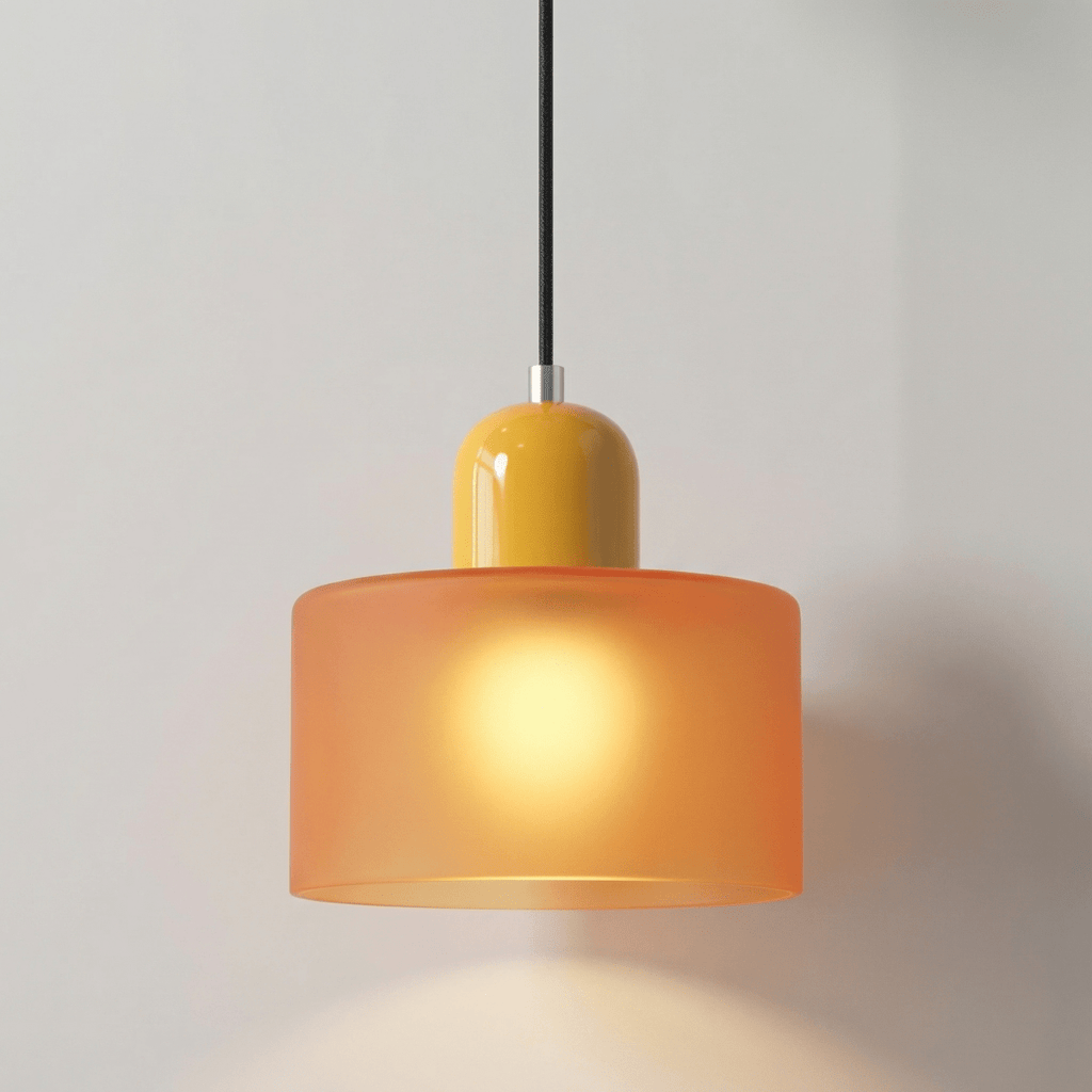 Pendant Ceiling Light, Glass Shade and Metal Body, 12-Inch, Adjustable Cable