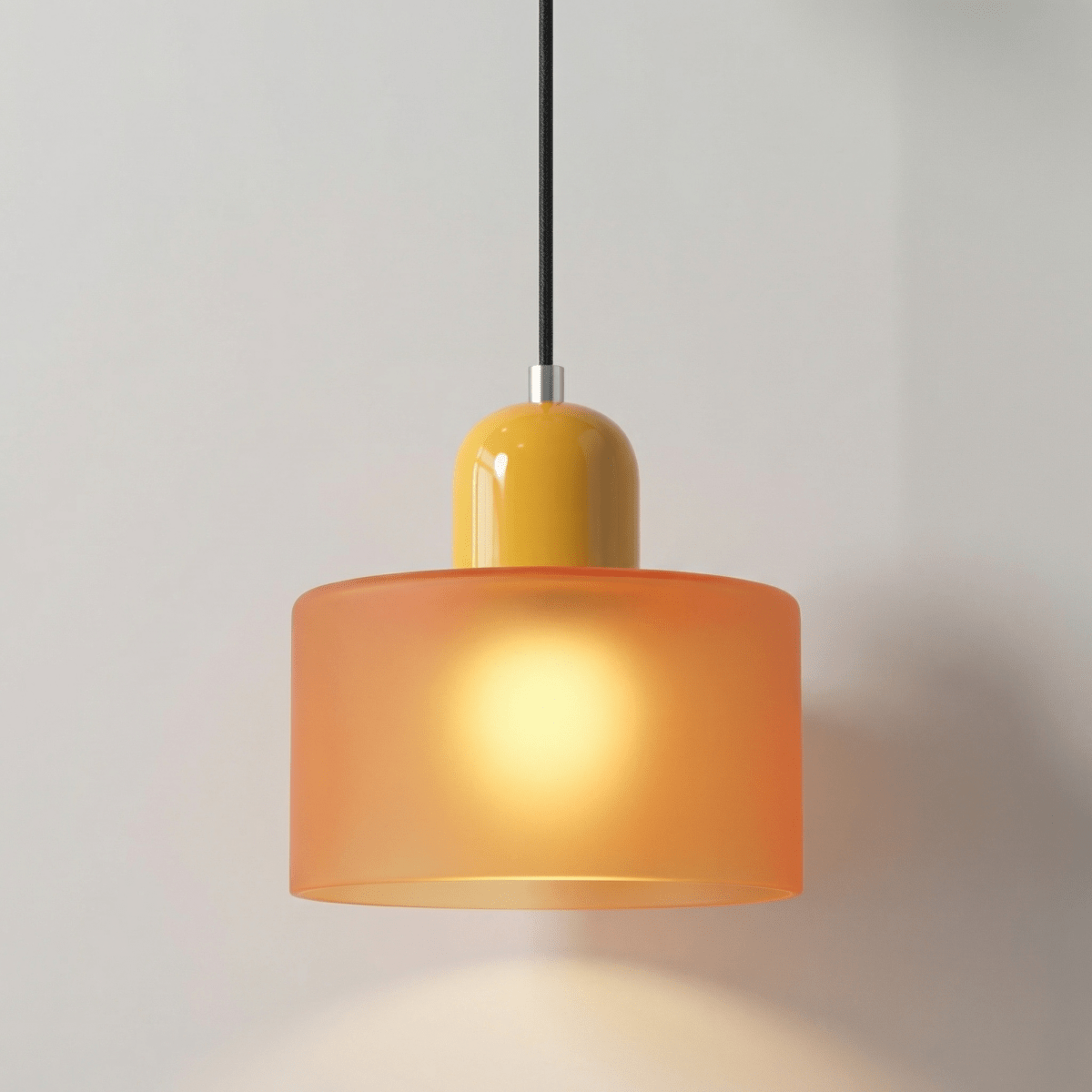 Pendant Ceiling Light, Glass Shade and Metal Body, 12-Inch, Adjustable Cable