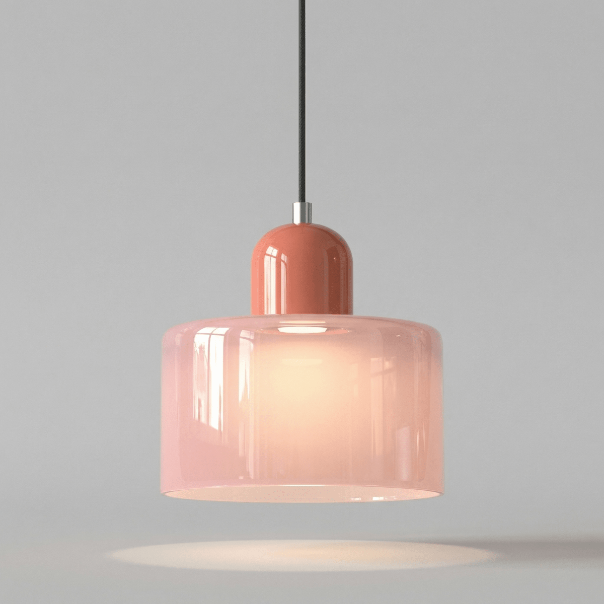Pendant Ceiling Light, Glass Shade and Metal Body, 12-Inch, Adjustable Cable