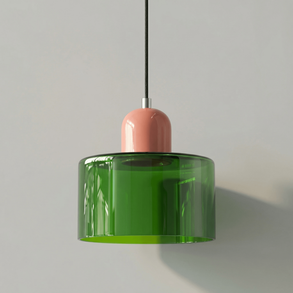 Pendant Ceiling Light, Glass Shade and Metal Body, 12-Inch, Adjustable Cable