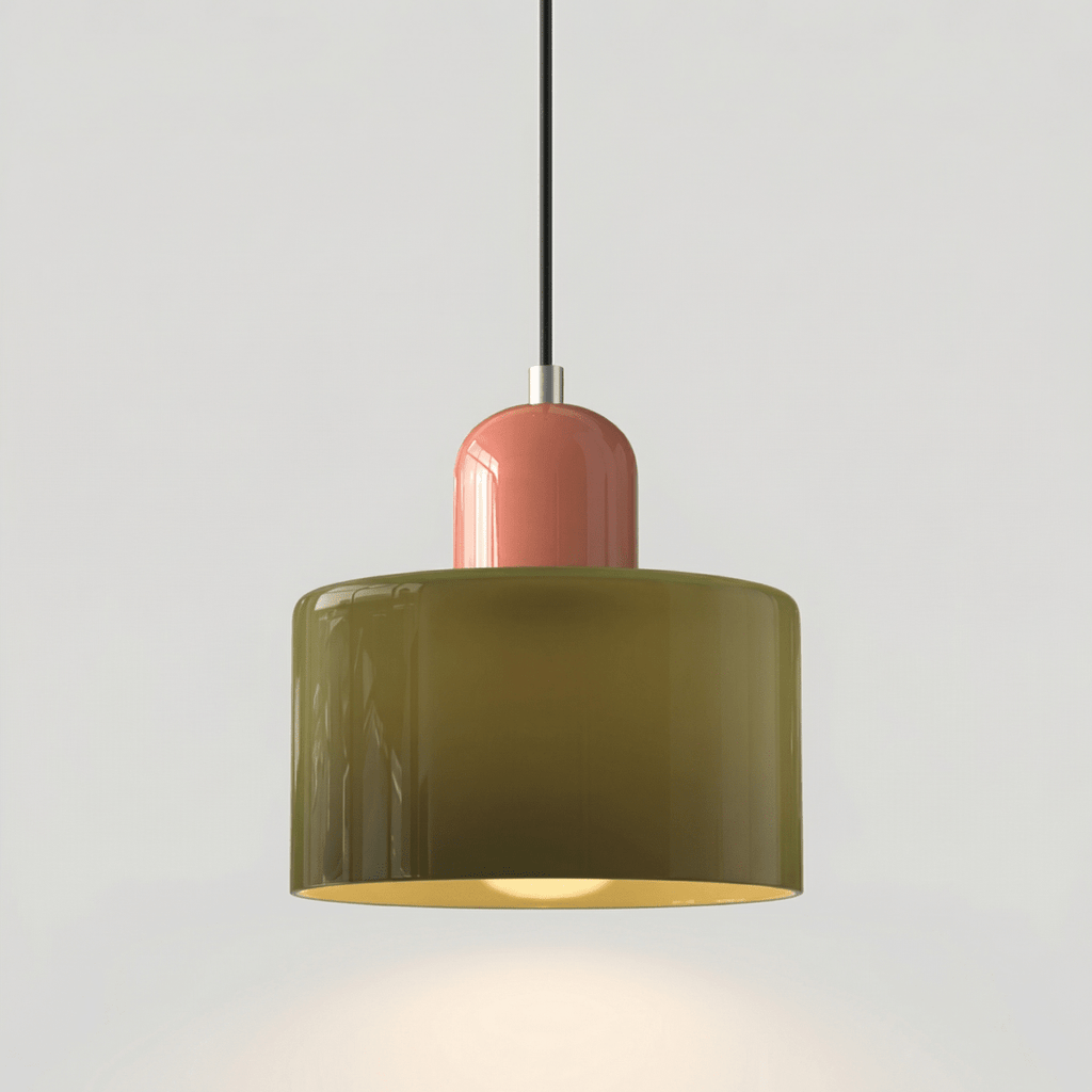 Pendant Ceiling Light, Glass Shade and Metal Body, 12-Inch, Adjustable Cable
