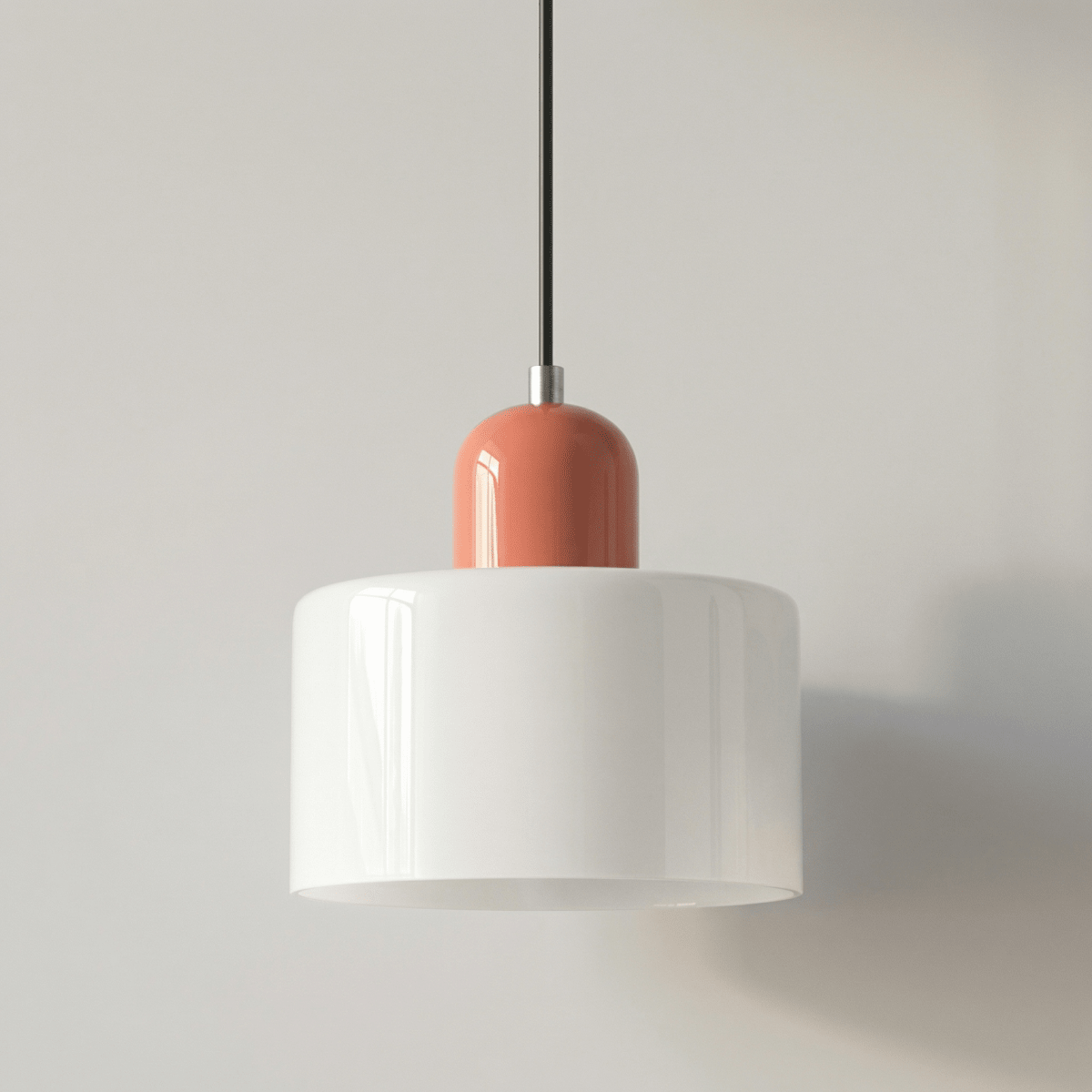 Pendant Ceiling Light, Glass Shade and Metal Body, 12-Inch, Adjustable Cable