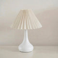 Pleated Fabric Shade Table Lamp, Gourd Base, Tri-Color LED, 14-Inch