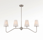 Side-on against a white backdrop, the brushed nickel chevron arms of this Clérachic chandelier spread beneath a central rod.