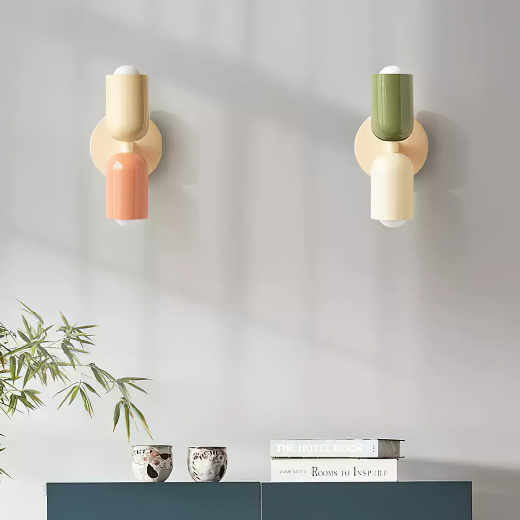 Up-down wall lamp glowing in a contemporary room