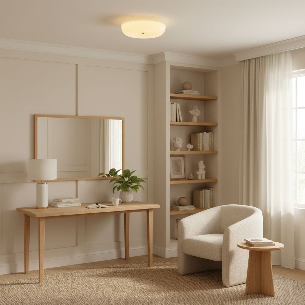 Cream Pudding ceiling light shown in a cream finish