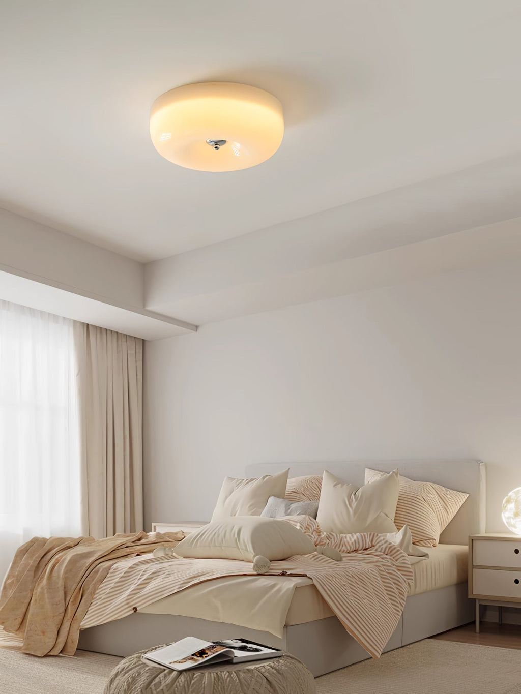 Cream Pudding Ceiling Light, Mouth-Blown Matt Glass, LED, Dimmable