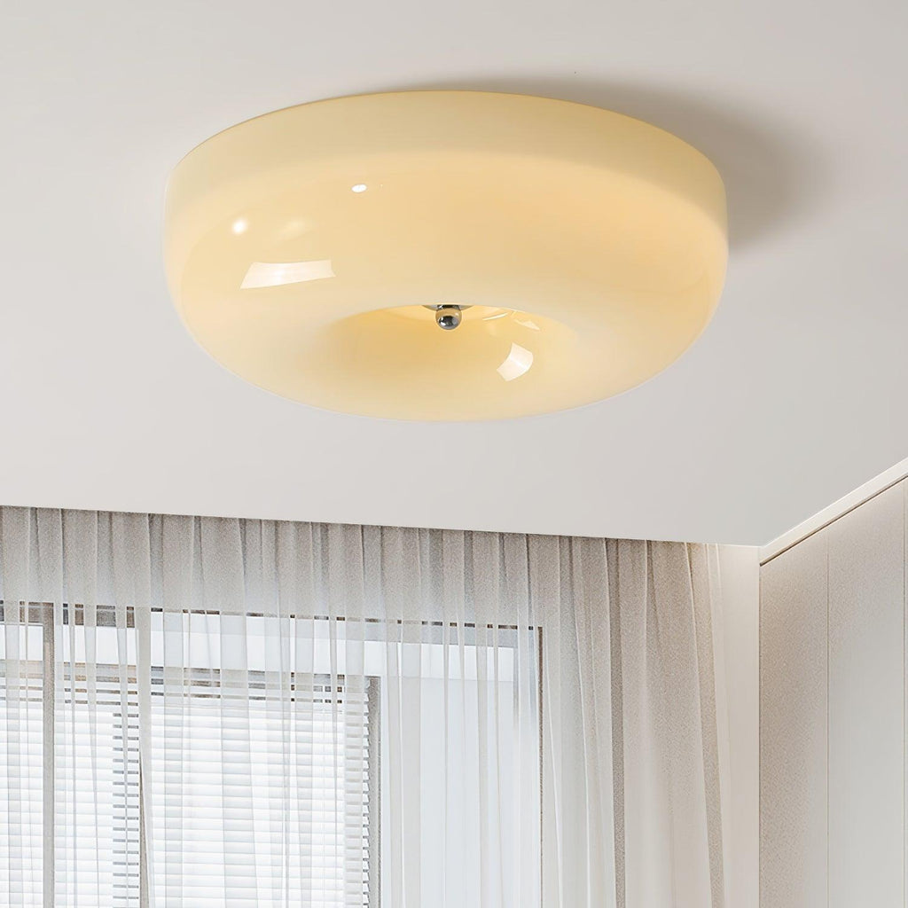 Cream Pudding ceiling light detail of matt glass surface
