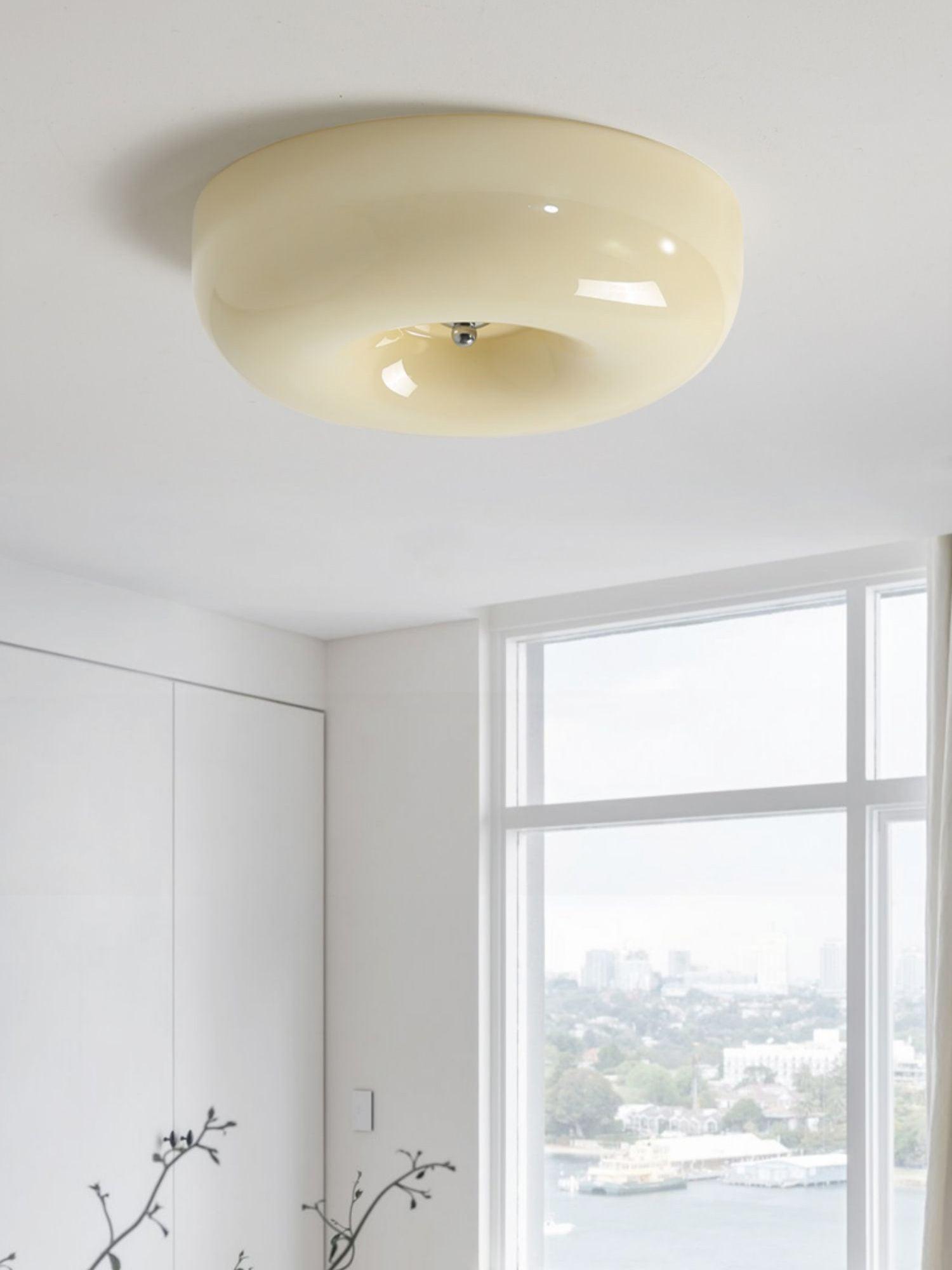 Cream Pudding ceiling light with cream matt glass shade