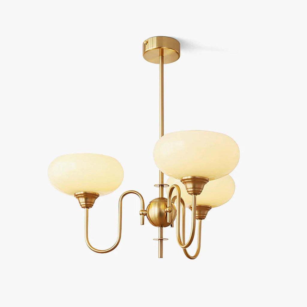 Persimmon lysekrone, mælkehvidt og cremet glas, E27, guld eller krom