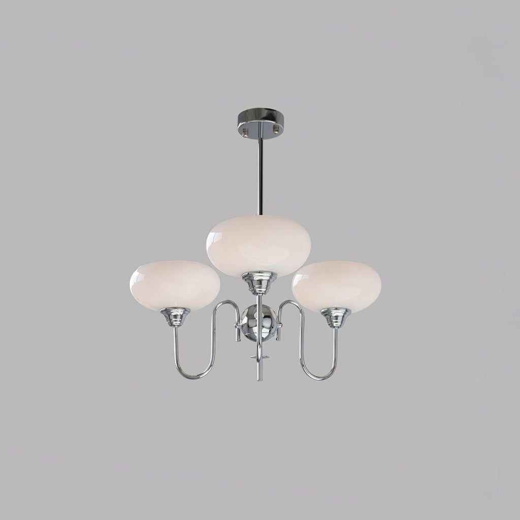 Persimmon chandelier glowing softly above a living space